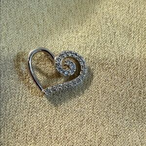 Elegant sterling silver Heart Swirl Pendant with cz stones